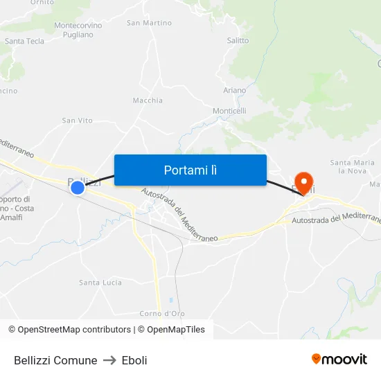 Bellizzi Comune to Eboli map