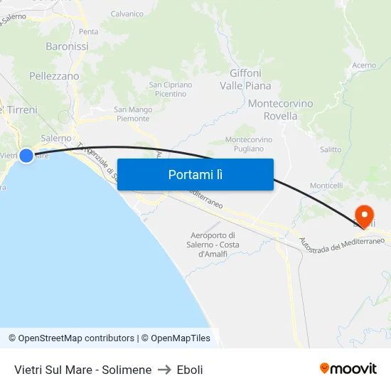 Vietri Sul Mare - Solimene to Eboli map