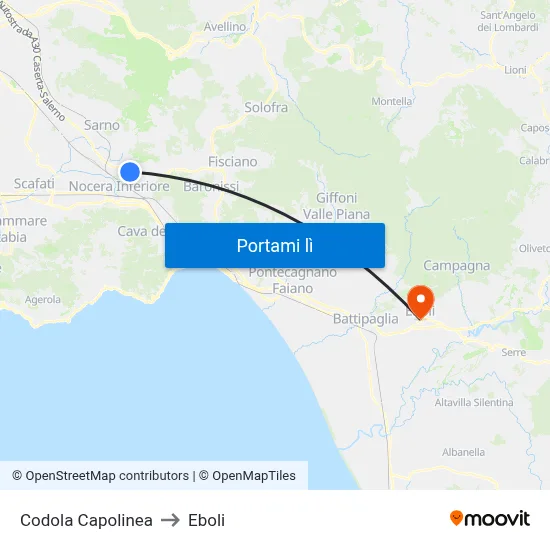 Codola Capolinea to Eboli map