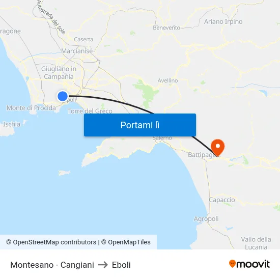 Montesano - Cangiani to Eboli map