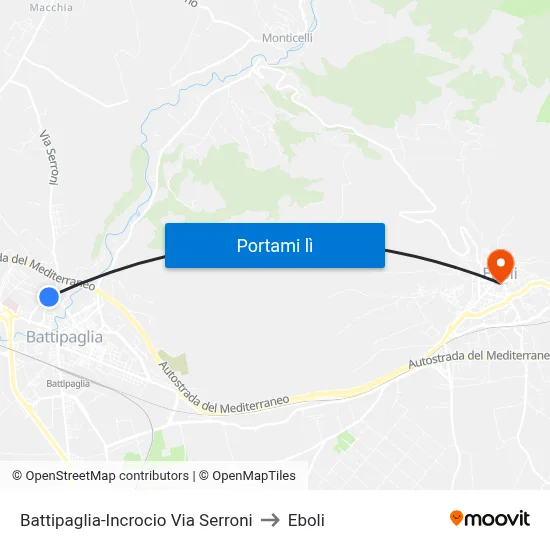 Battipaglia-Incrocio Via Serroni to Eboli map
