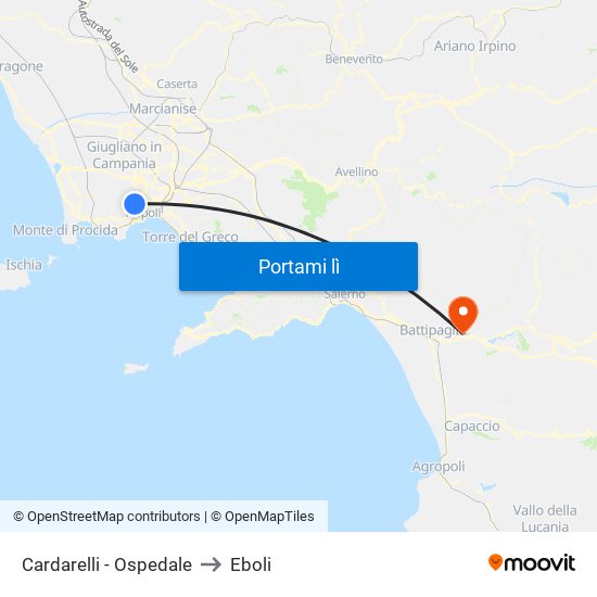 Cardarelli - Ospedale to Eboli map