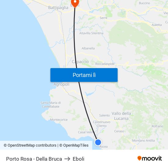 Porto Rosa - Della Bruca to Eboli map