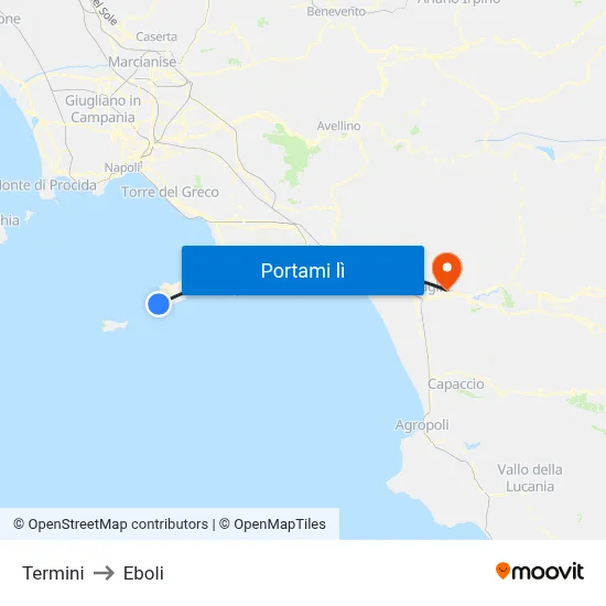Termini to Eboli map