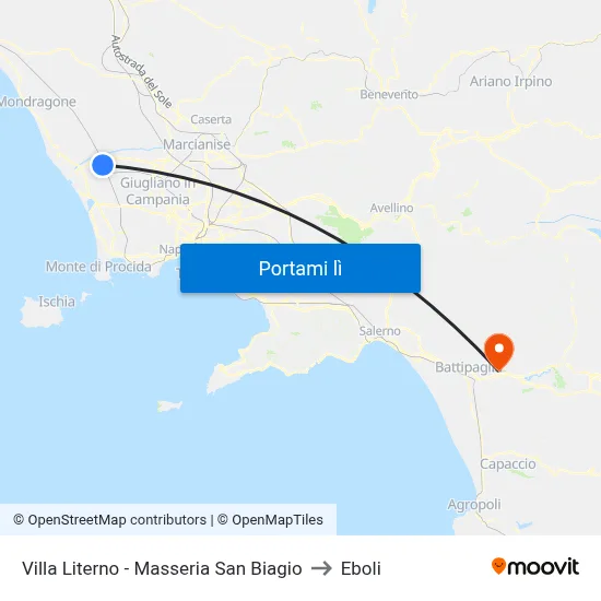 Villa Literno - Masseria San Biagio to Eboli map
