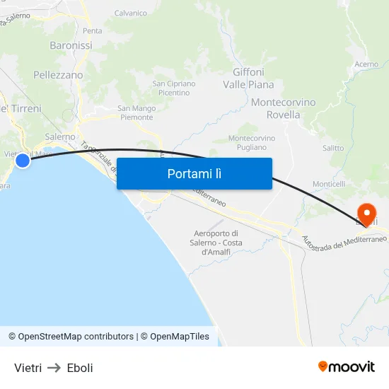 Vietri to Eboli map