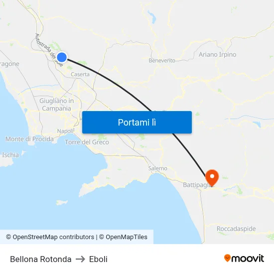 Bellona Rotonda to Eboli map