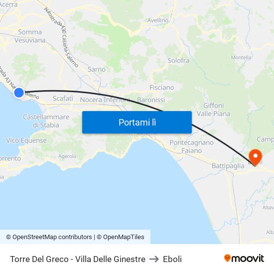 Torre Del Greco - Villa Delle Ginestre to Eboli map