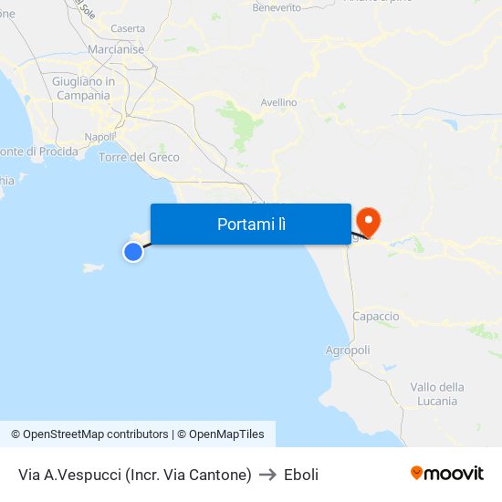 Via A.Vespucci (Incr. Via Cantone) to Eboli map