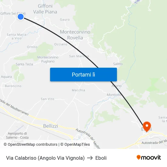 Via Calabriso (Angolo Via Vignola) to Eboli map
