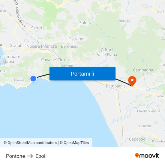 Pontone to Eboli map