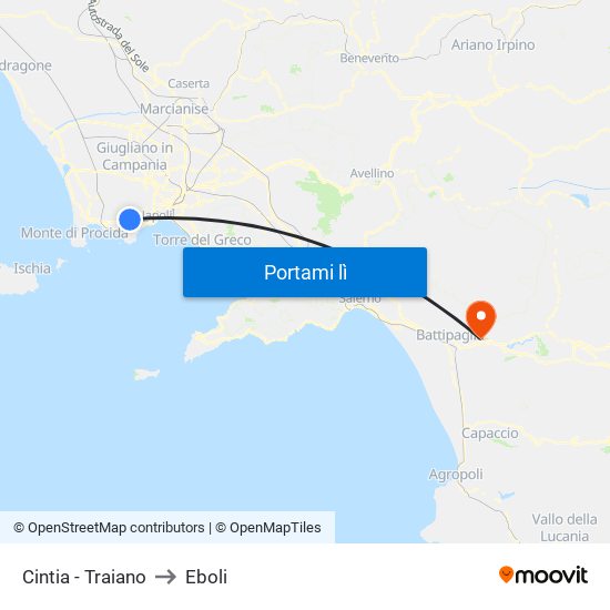 Cintia - Traiano to Eboli map