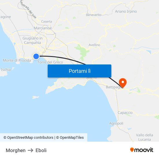 Morghen to Eboli map
