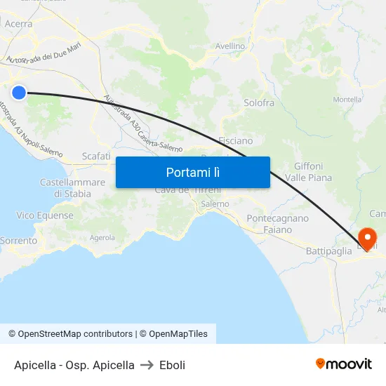 Apicella - Osp. Apicella to Eboli map