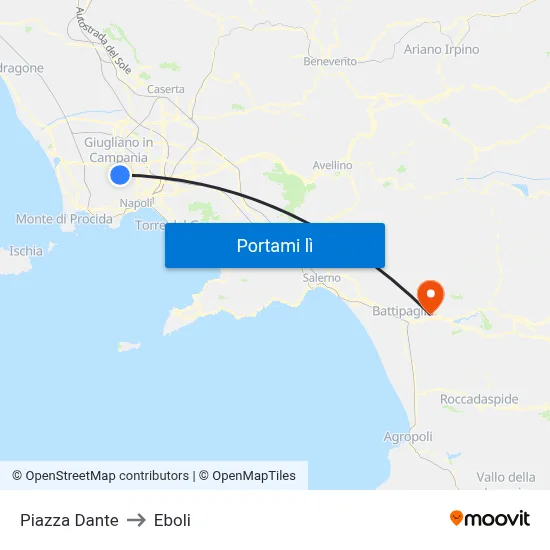 Piazza Dante to Eboli map
