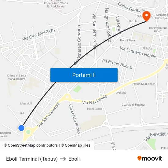 Eboli Terminal (Tebus) to Eboli map