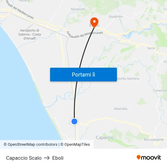 Capaccio Scalo to Eboli map