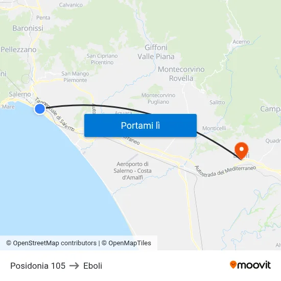 Posidonia 105 to Eboli map