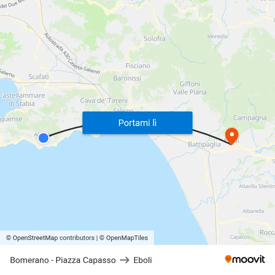 Bomerano - Piazza Capasso to Eboli map