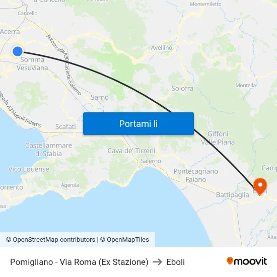 Pomigliano - Via Roma (Ex Stazione) to Eboli map