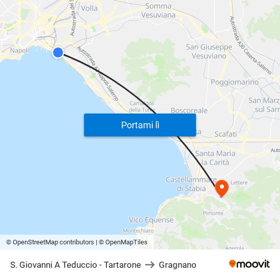 S. Giovanni A Teduccio - Tartarone to Gragnano map