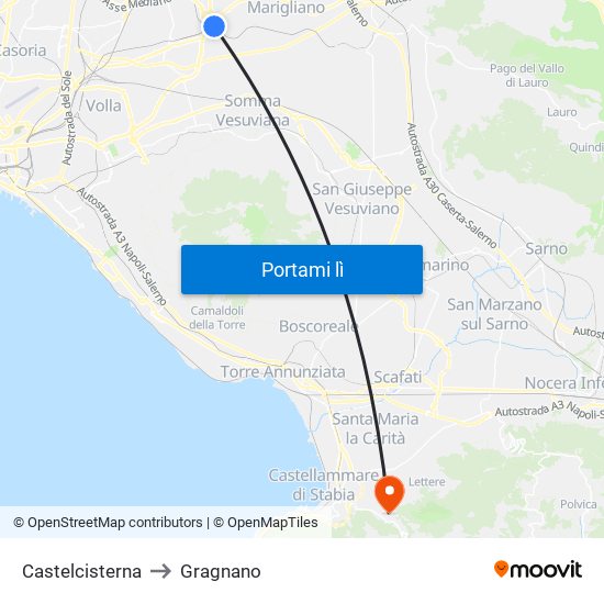 Castelcisterna to Gragnano map