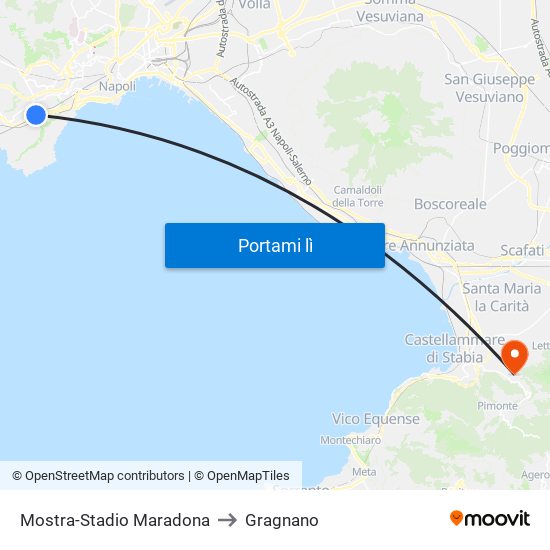 Mostra-Stadio Maradona to Gragnano map