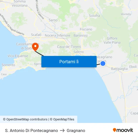 S. Antonio Di Pontecagnano to Gragnano map