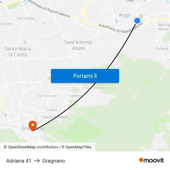 Adriana 41 to Gragnano map