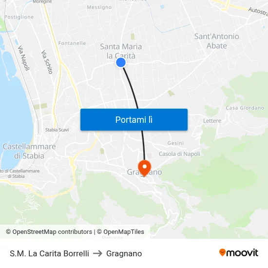 S.M. La Carita  Borrelli to Gragnano map