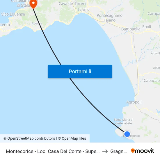 Montecorice - Loc. Casa Del Conte - Supermercato to Gragnano map