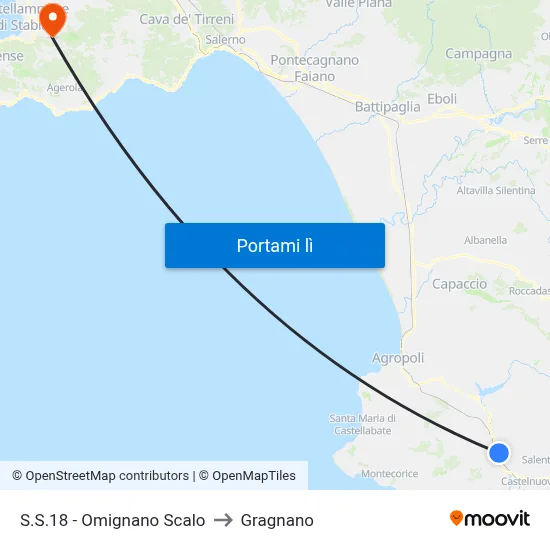 S.S.18 - Omignano Scalo to Gragnano map