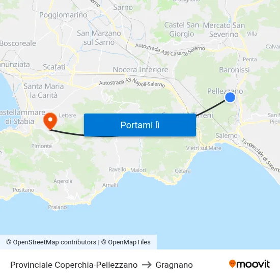 Provinciale Coperchia-Pellezzano to Gragnano map