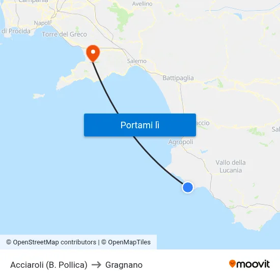 Acciaroli (B. Pollica) to Gragnano map