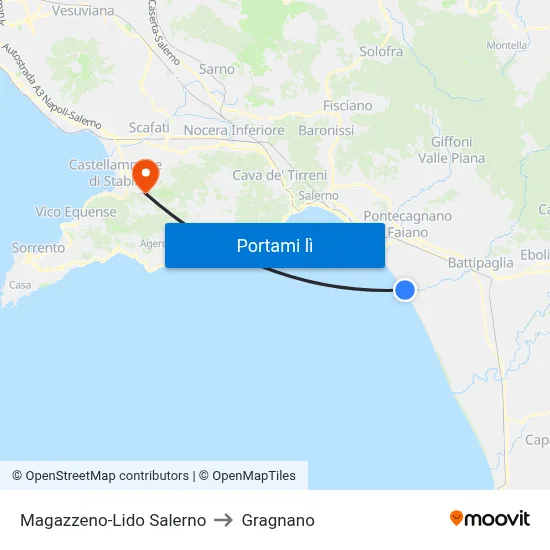 Magazzeno-Lido Salerno to Gragnano map