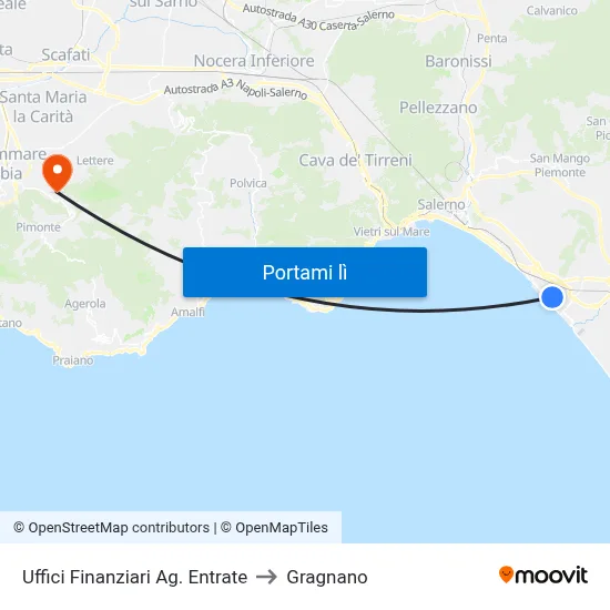 Uffici Finanziari Ag. Entrate to Gragnano map