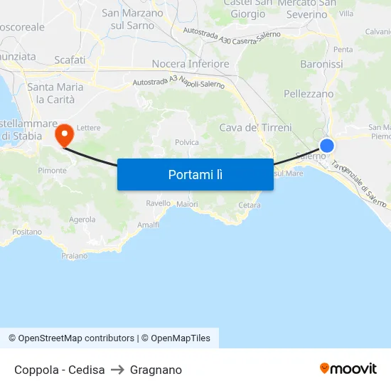 Coppola - Cedisa to Gragnano map
