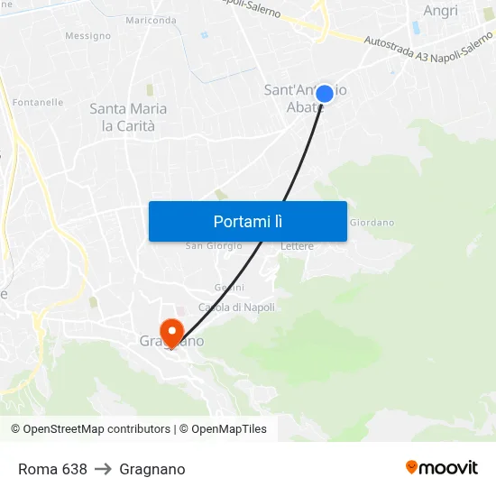 Roma 638 to Gragnano map