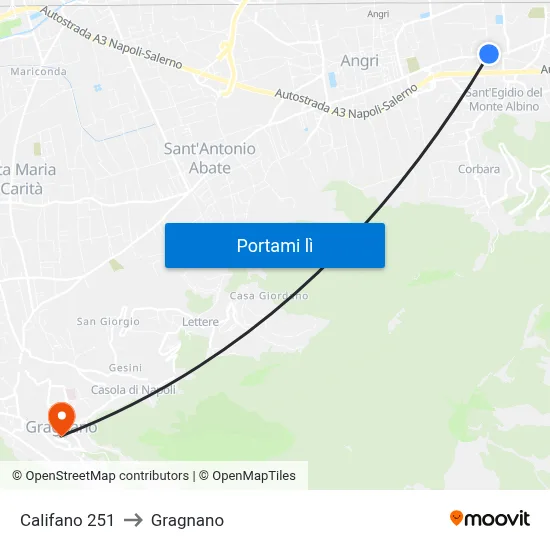 Califano 251 to Gragnano map