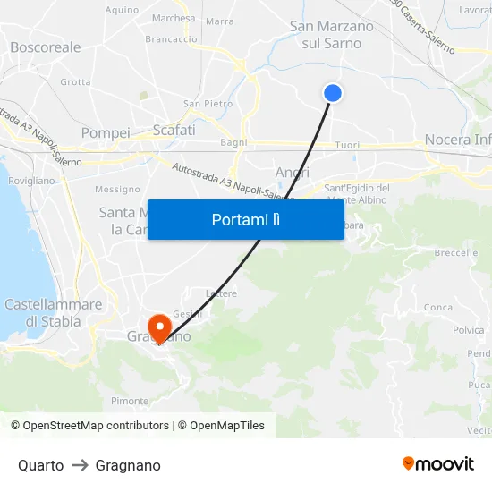 Quarto to Gragnano map
