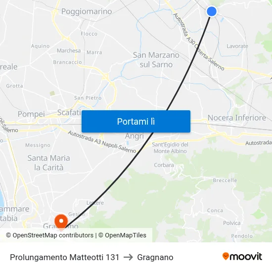 Prolungamento Matteotti 131 to Gragnano map