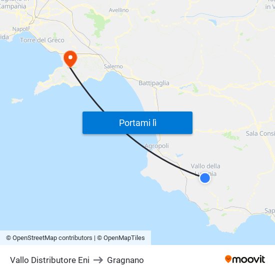 Vallo Distributore Eni to Gragnano map