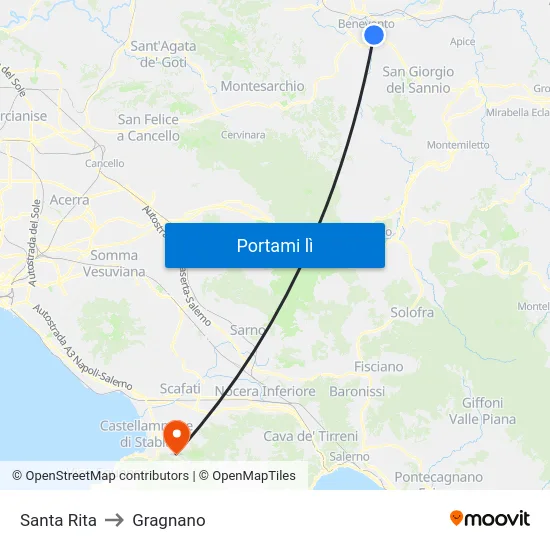 Santa Rita to Gragnano map