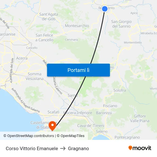 Corso Vittorio Emanuele to Gragnano map