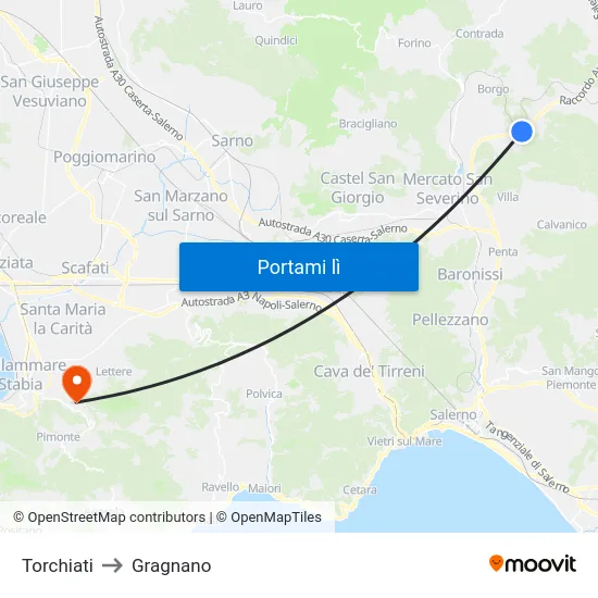Torchiati to Gragnano map