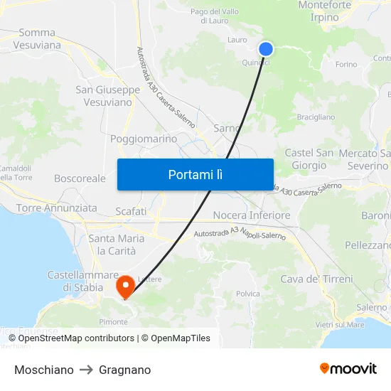 Moschiano to Gragnano map