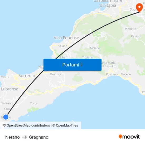 Nerano to Gragnano map