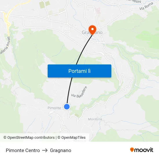 Pimonte Centro to Gragnano map