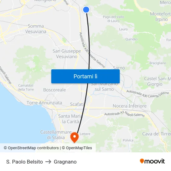 S. Paolo Belsito to Gragnano map
