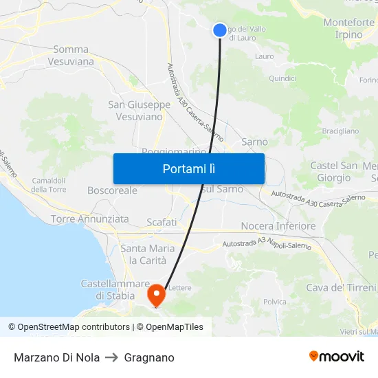 Marzano Di Nola to Gragnano map